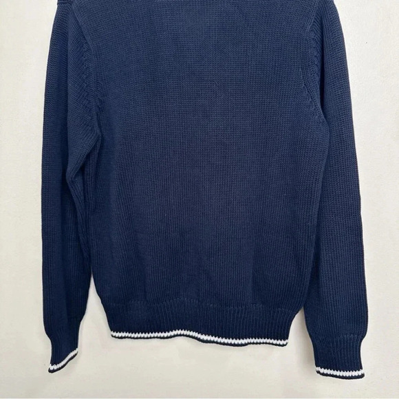 Eddie Bauer Womens Large Navy Collar Cotton Knit Sweater - Picture 13 of 14